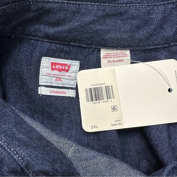Levi’s The Western Standard Fit Denim Shirt Dark Wash Size 2XL NEW WITH TAGS - Picture 5 of 7